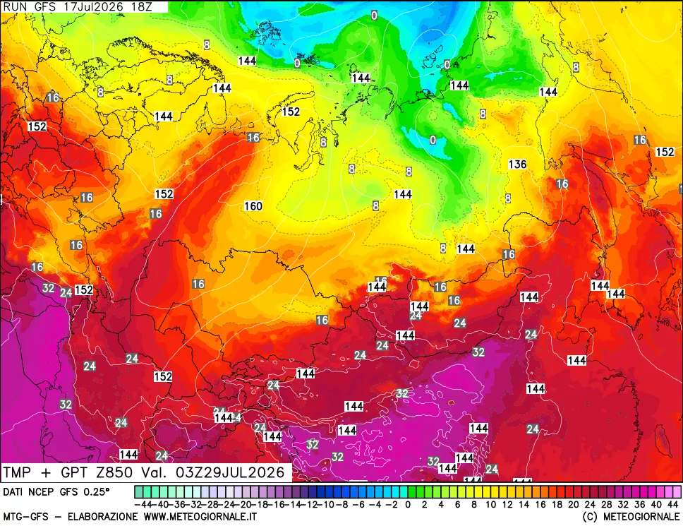 mappa 850 hPa Temp + GPT