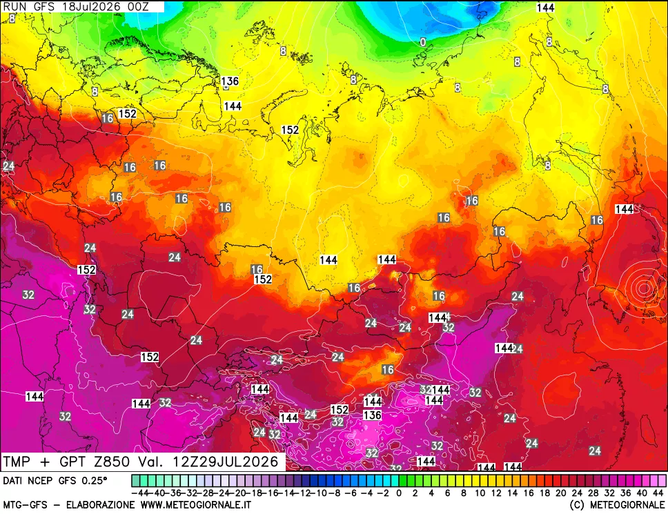 mappa 850 hPa Temp + GPT