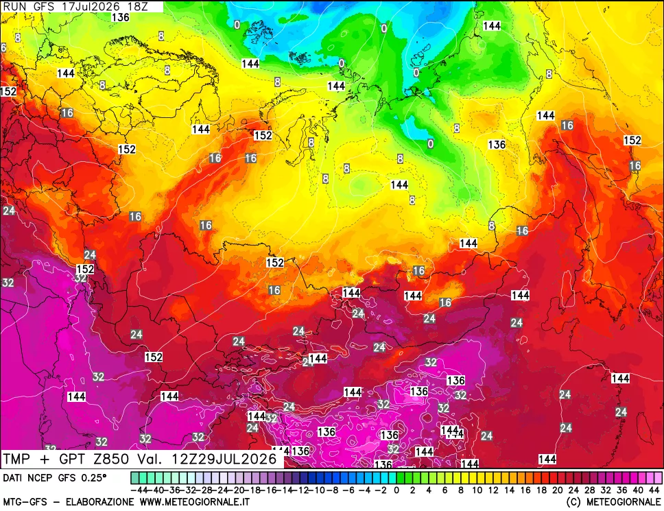 mappa 850 hPa Temp + GPT