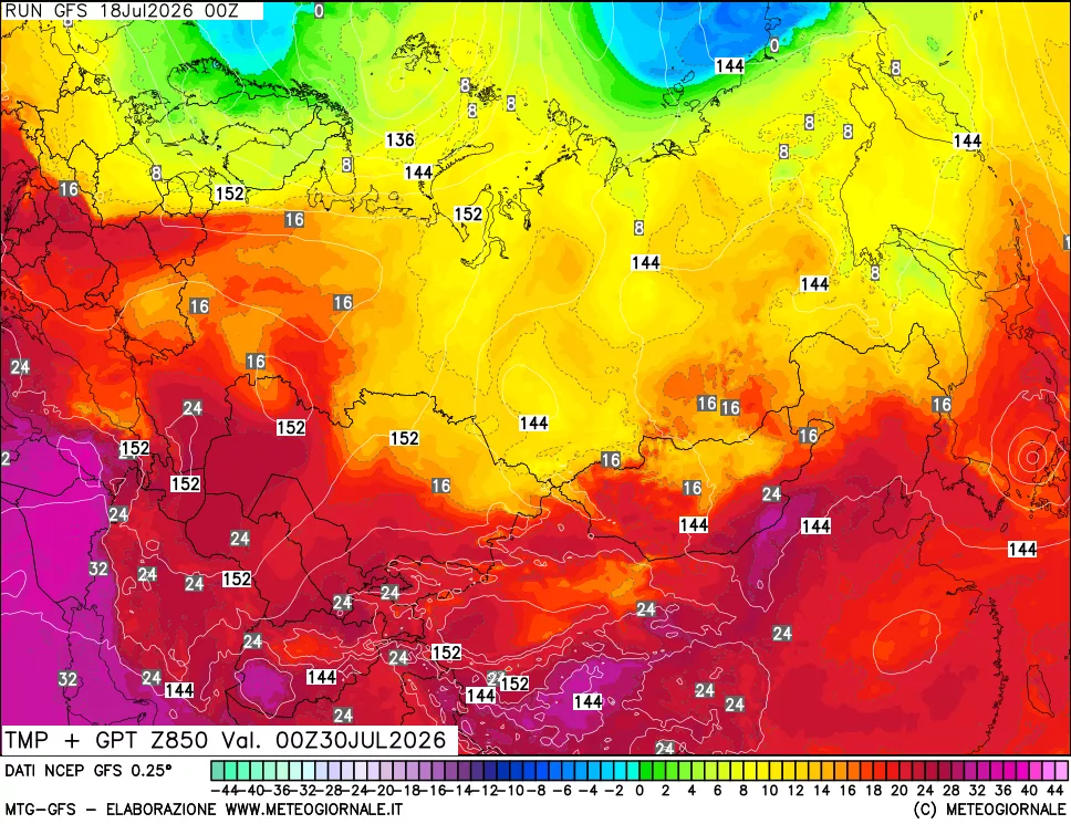 mappa 850 hPa Temp + GPT