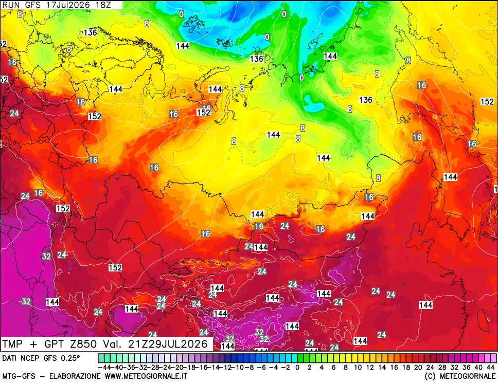 mappa 850 hPa Temp + GPT