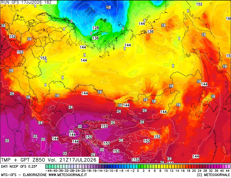 mappa 850 hPa Temp + GPT