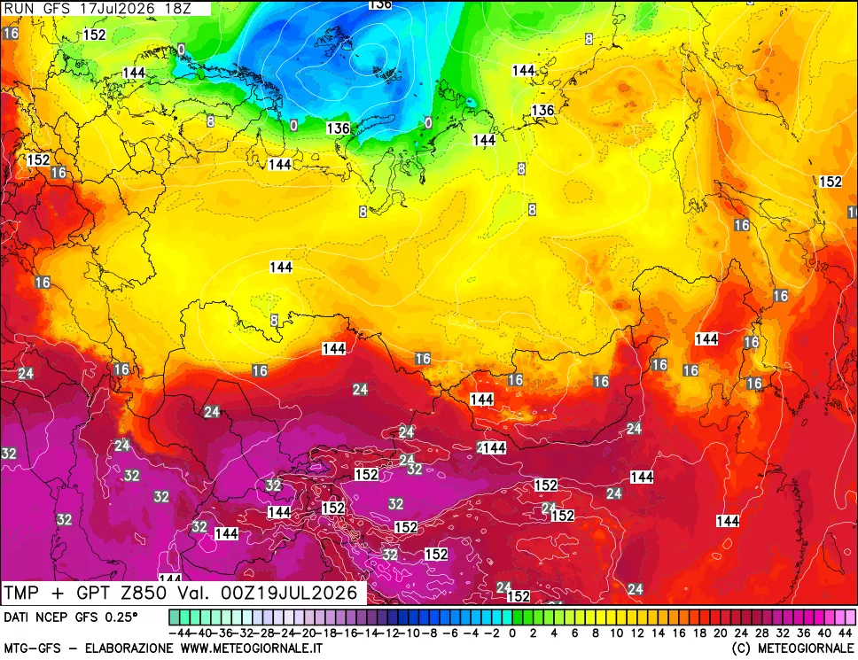 mappa 850 hPa Temp + GPT
