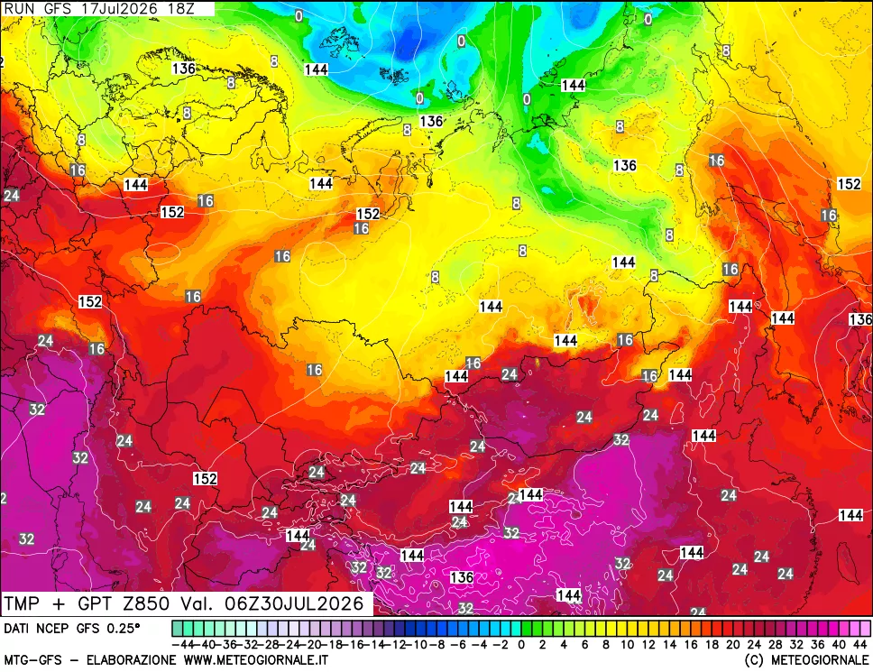 mappa 850 hPa Temp + GPT