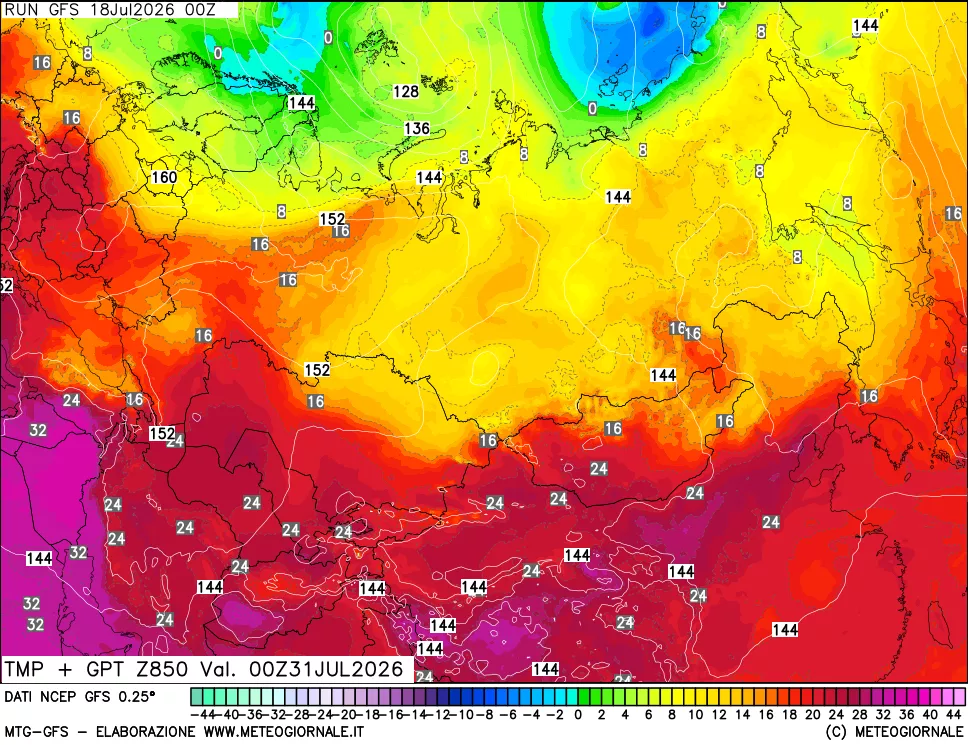 mappa 850 hPa Temp + GPT