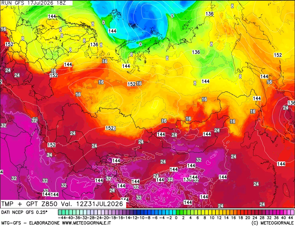 mappa 850 hPa Temp + GPT