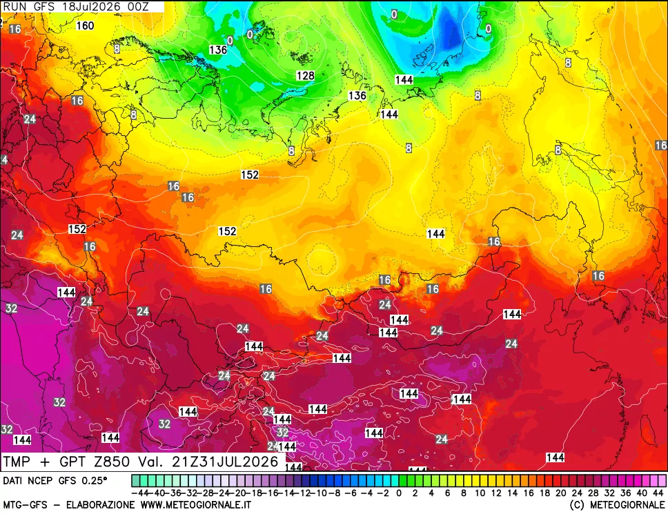 mappa 850 hPa Temp + GPT