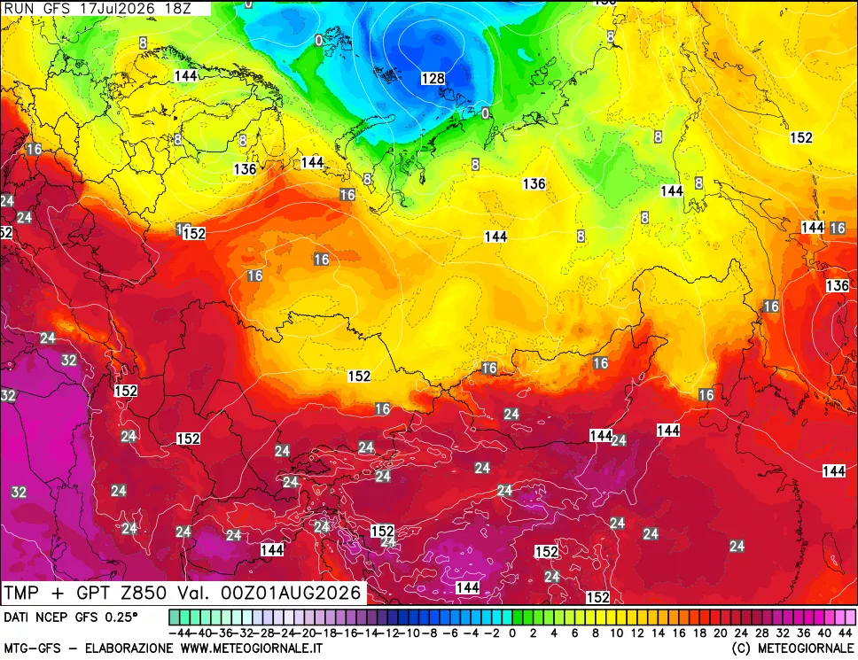 mappa 850 hPa Temp + GPT