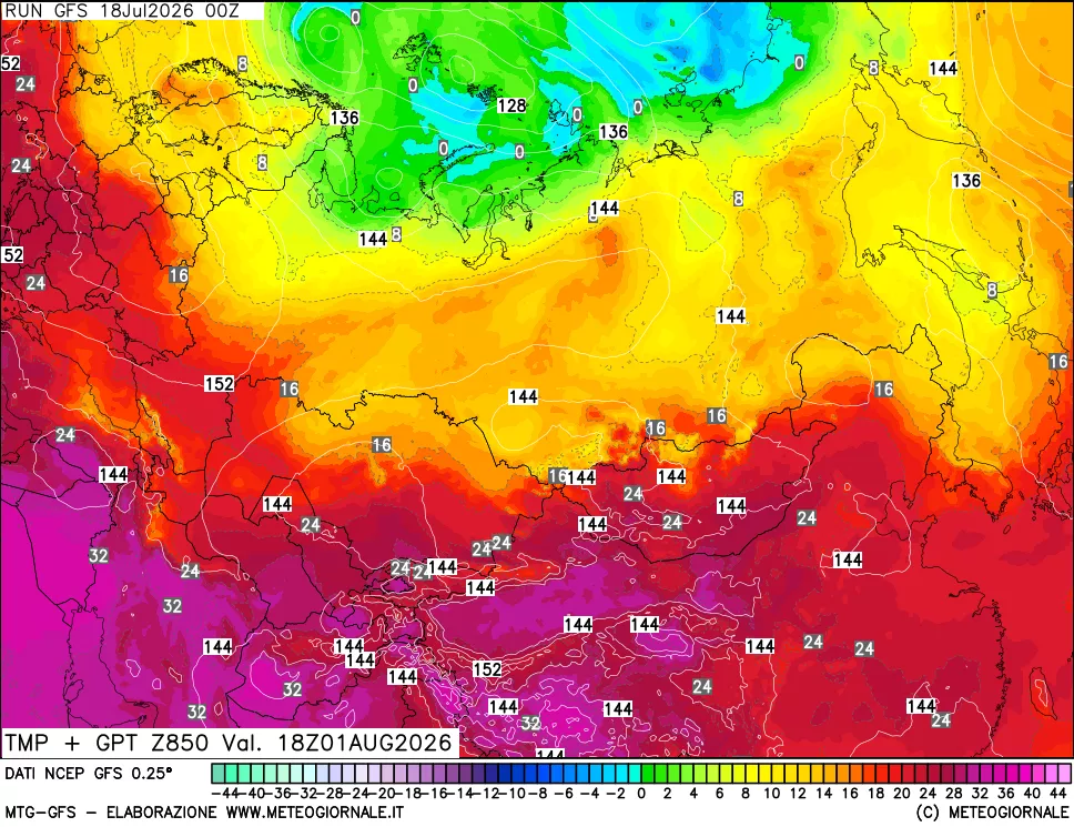 mappa 850 hPa Temp + GPT