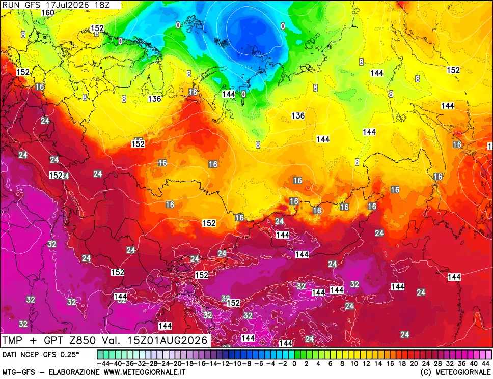 mappa 850 hPa Temp + GPT
