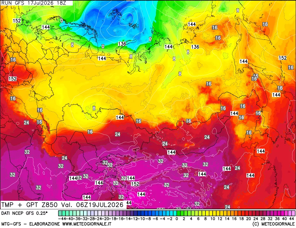 mappa 850 hPa Temp + GPT