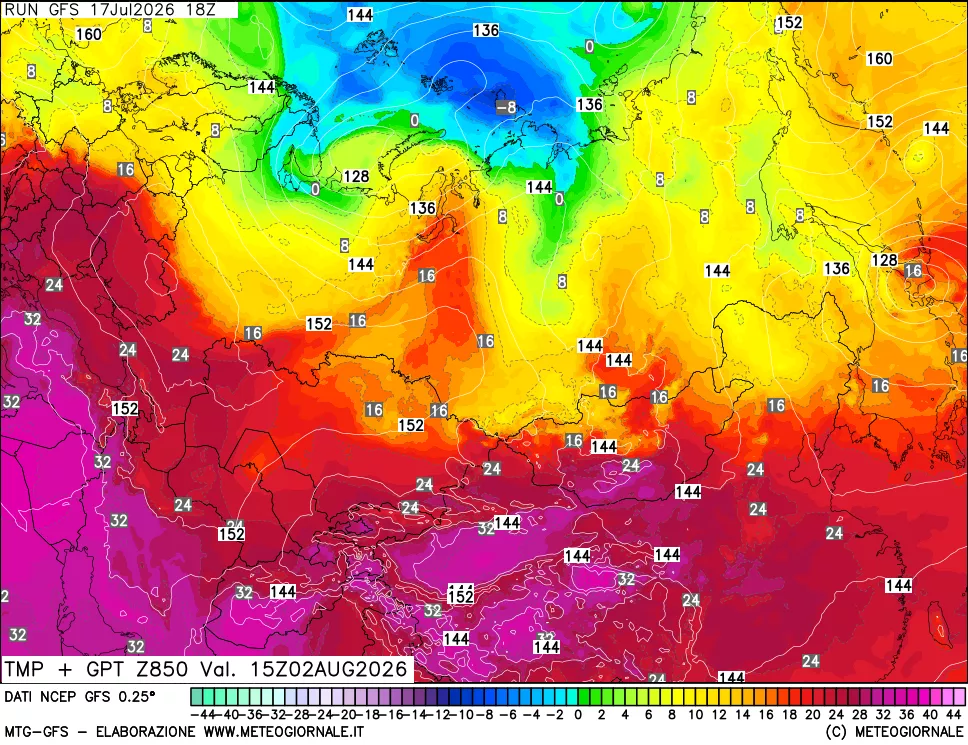 mappa 850 hPa Temp + GPT