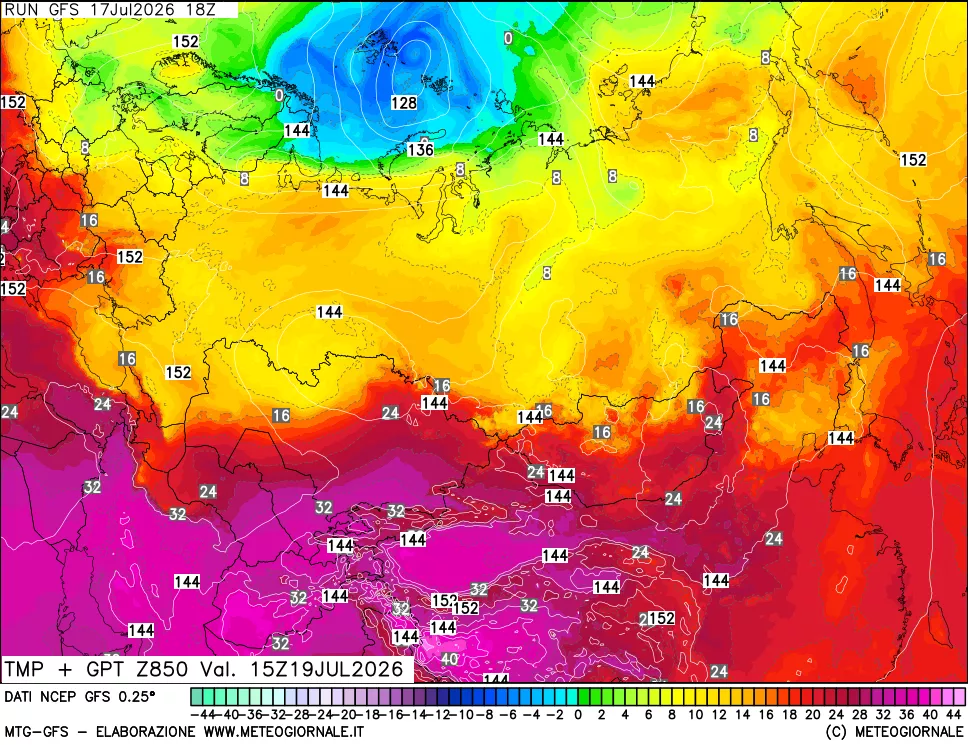 mappa 850 hPa Temp + GPT