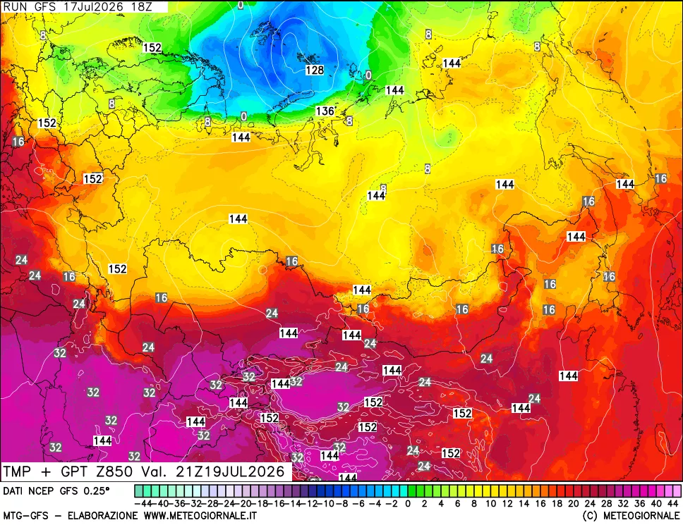 mappa 850 hPa Temp + GPT