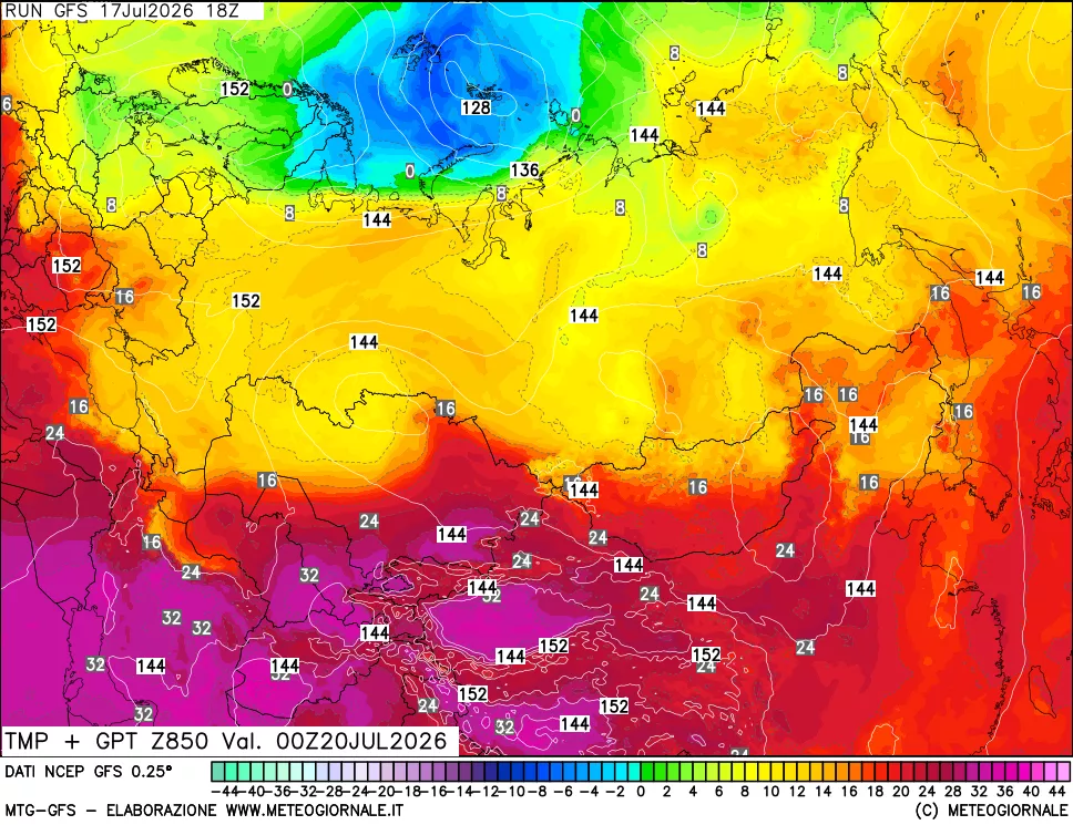mappa 850 hPa Temp + GPT