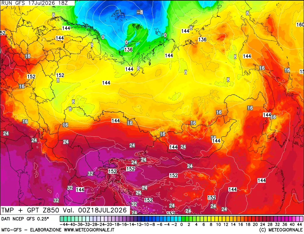 mappa 850 hPa Temp + GPT