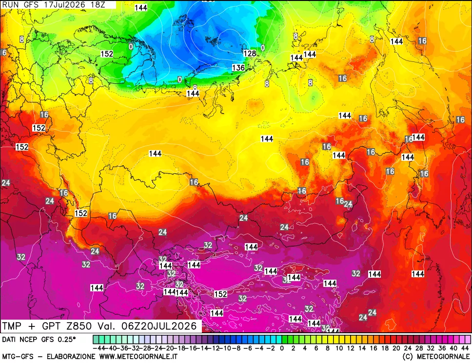 mappa 850 hPa Temp + GPT