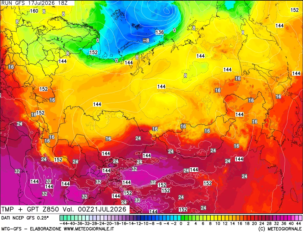 mappa 850 hPa Temp + GPT