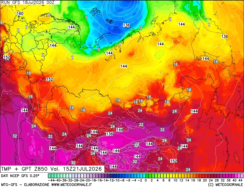 mappa 850 hPa Temp + GPT