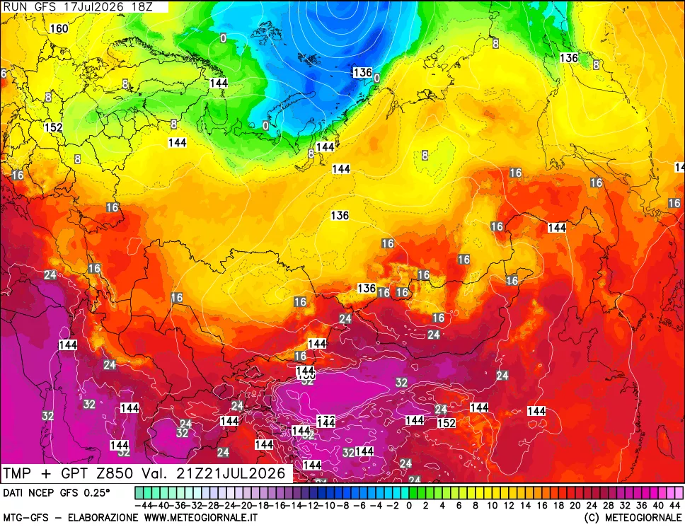 mappa 850 hPa Temp + GPT