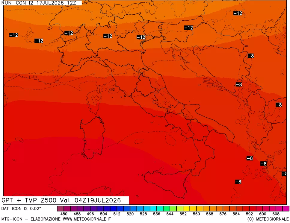 mappa 500 hPa GPT + Temp