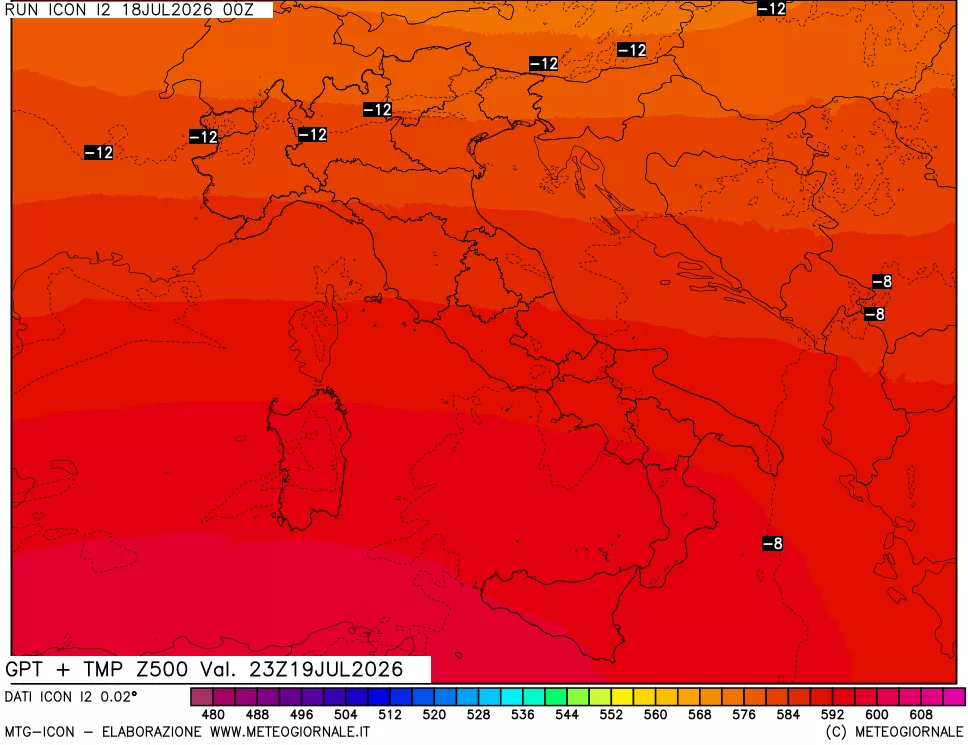 mappa 500 hPa GPT + Temp