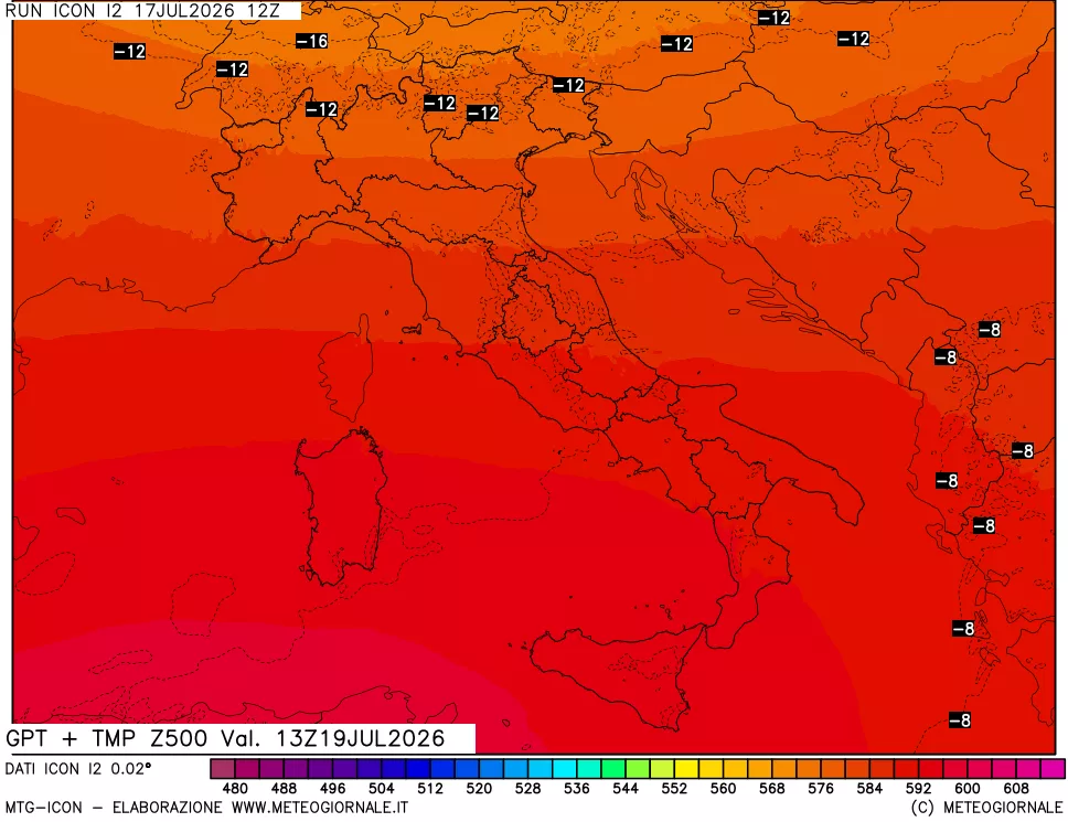 mappa 500 hPa GPT + Temp