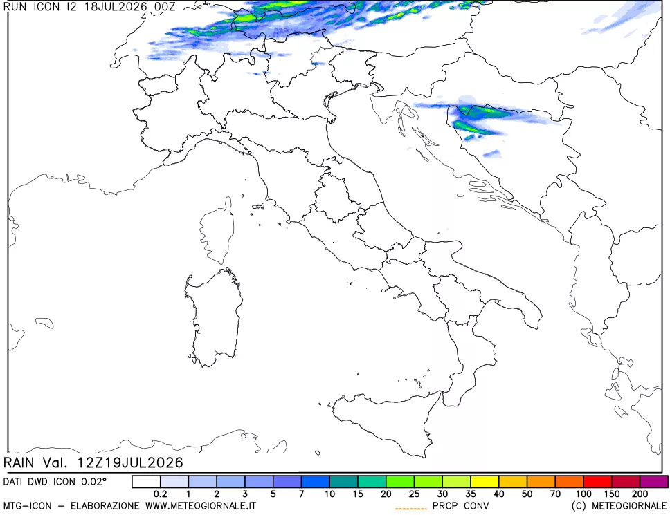 mappa Precipitazioni 24 ore precedenti