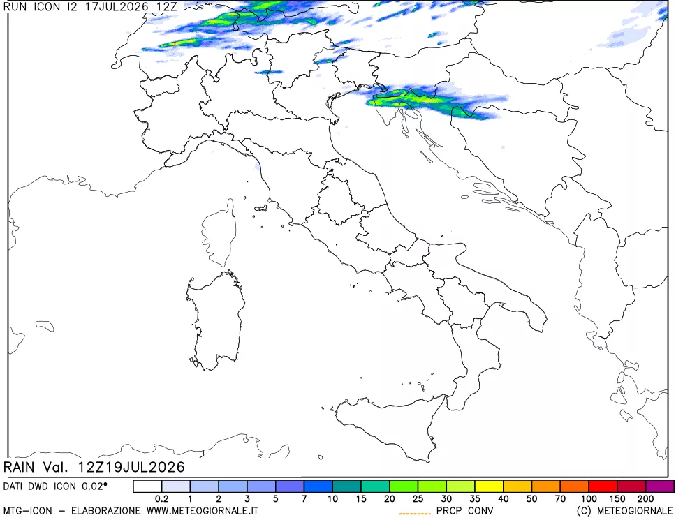 mappa Precipitazioni 24 ore precedenti