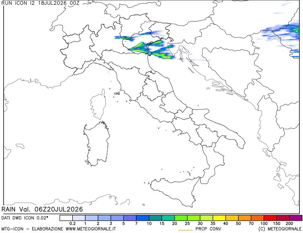 mappa Precipitazioni 24 ore precedenti