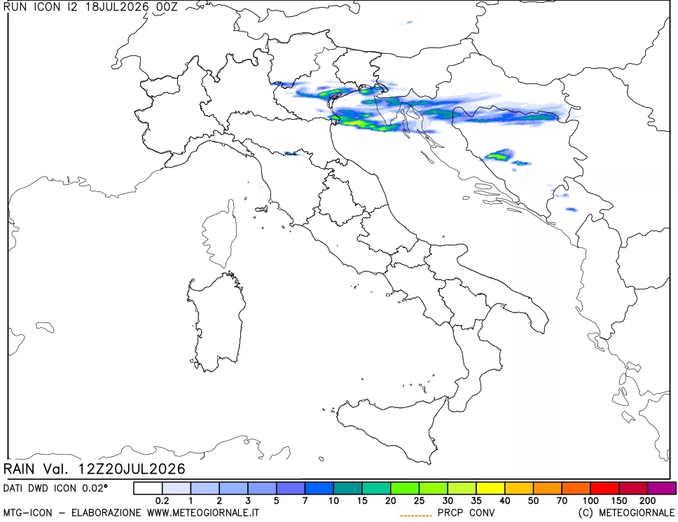 mappa Precipitazioni 24 ore precedenti