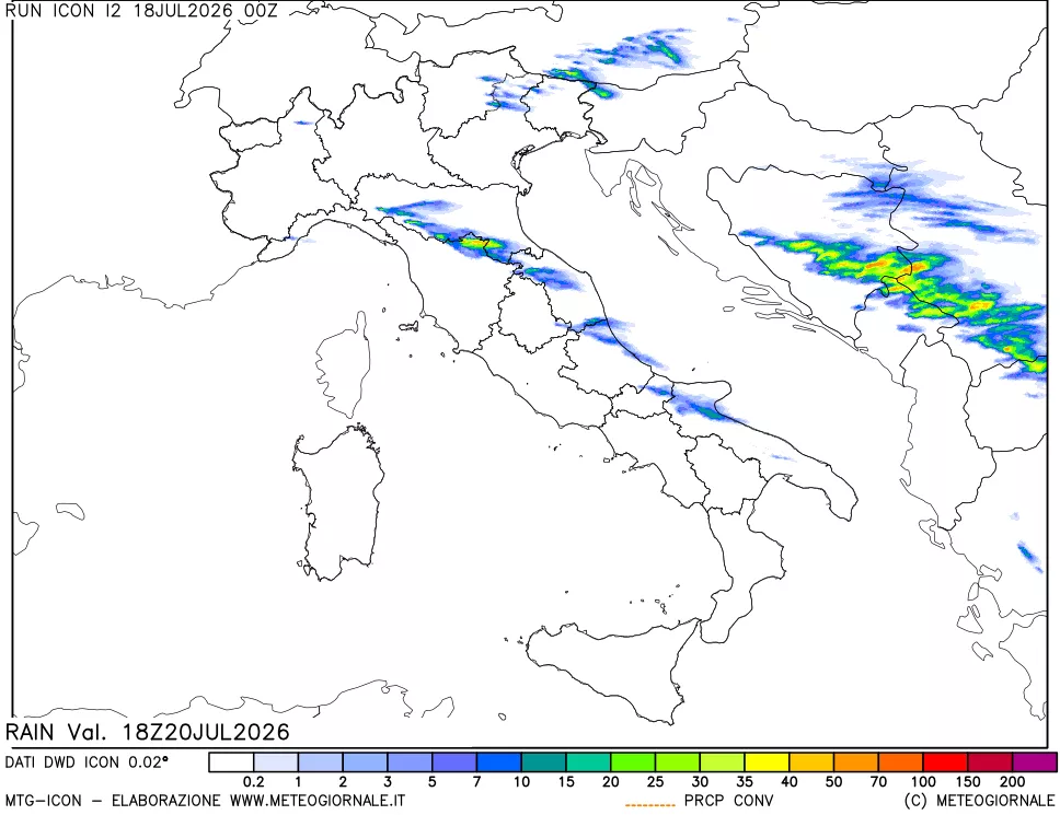 mappa Precipitazioni 24 ore precedenti