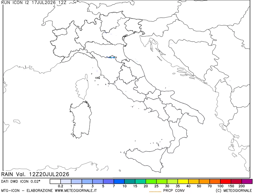 mappa Precipitazioni 24 ore precedenti
