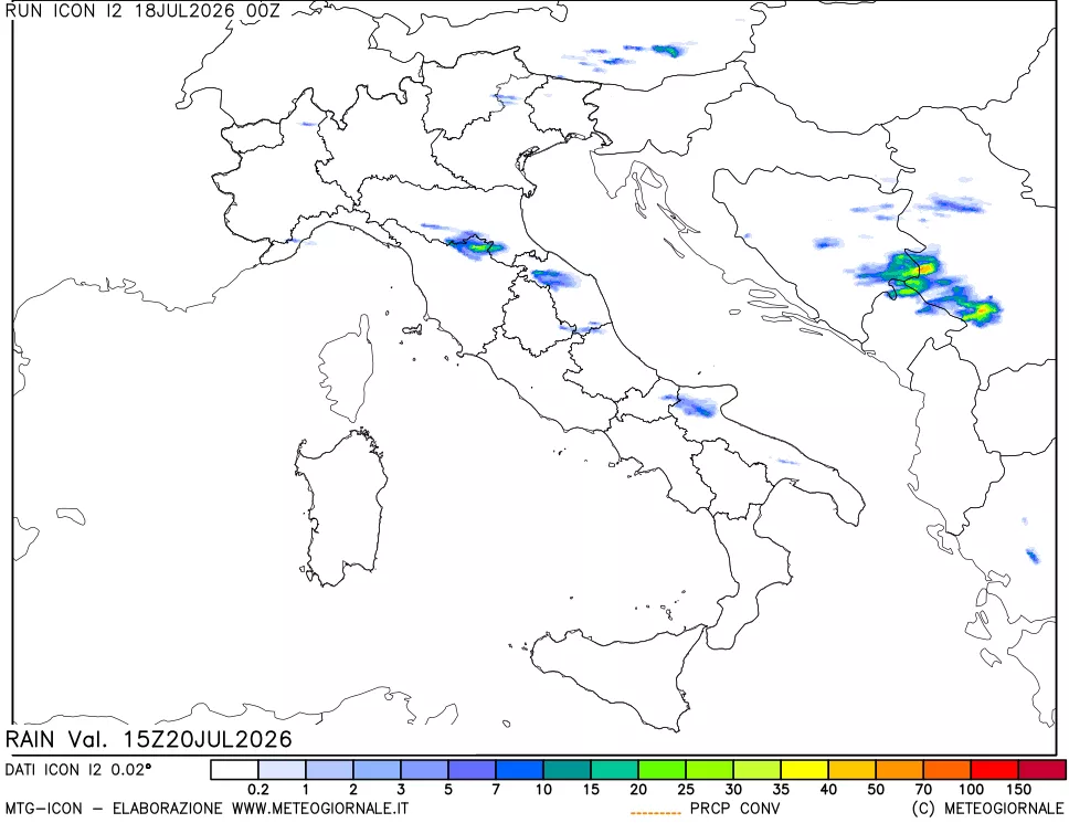 mappa Precipitazioni totali e convettive
