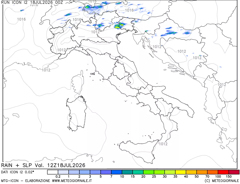 mappa Precipitazioni e pressione SLM