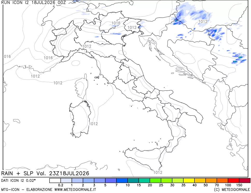 mappa Precipitazioni e pressione SLM