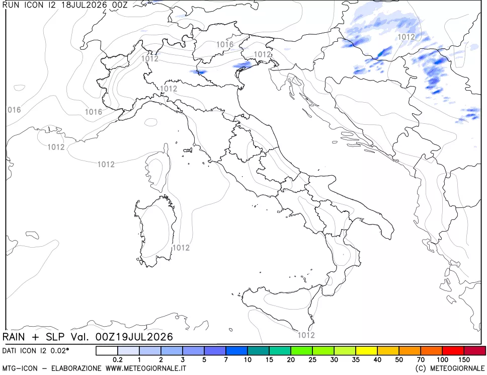 mappa Precipitazioni e pressione SLM
