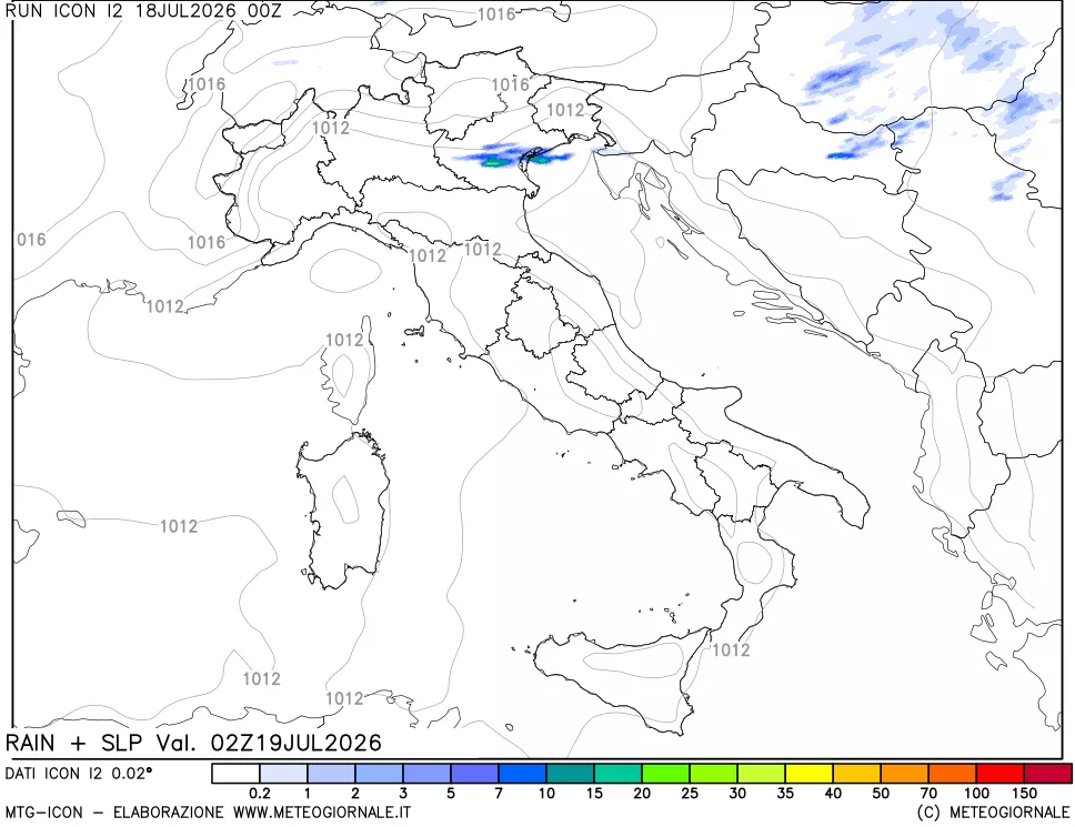 mappa Precipitazioni e pressione SLM
