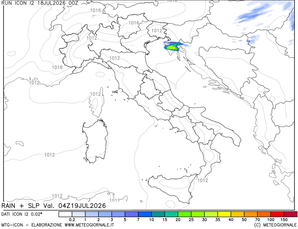 mappa Precipitazioni e pressione SLM