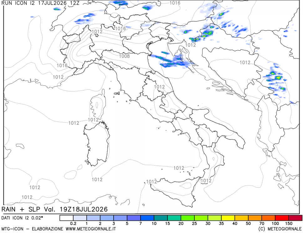 mappa Precipitazioni e pressione SLM