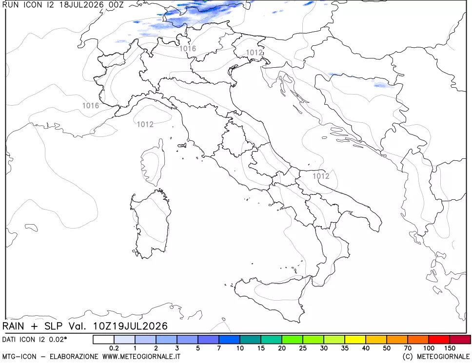 mappa Precipitazioni e pressione SLM