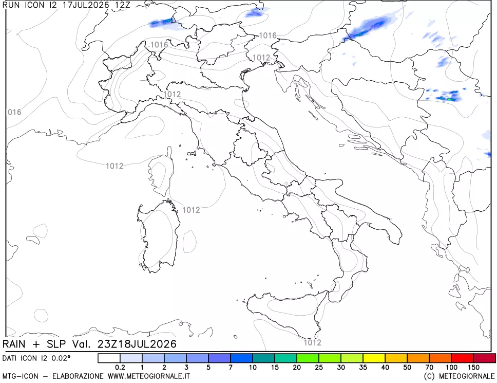 mappa Precipitazioni e pressione SLM