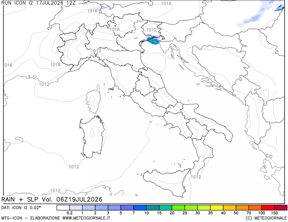 mappa Precipitazioni e pressione SLM