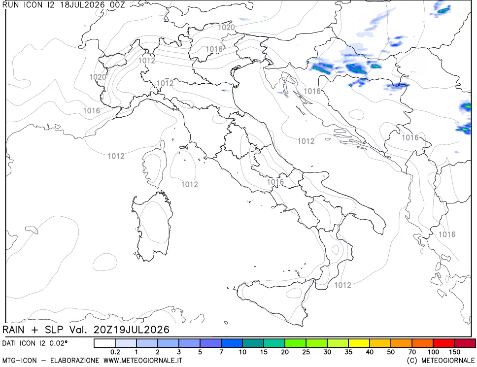 mappa Precipitazioni e pressione SLM