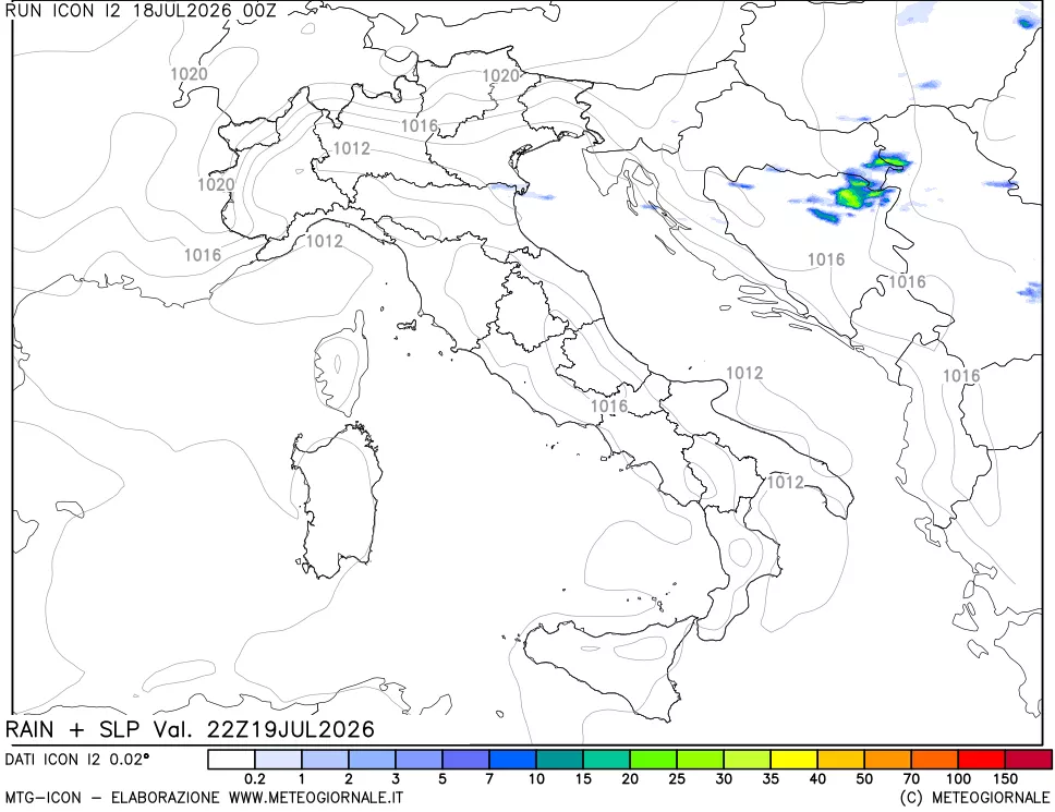mappa Precipitazioni e pressione SLM