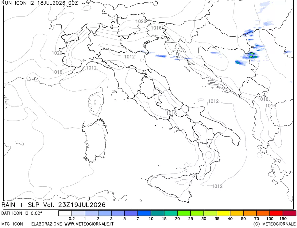 mappa Precipitazioni e pressione SLM
