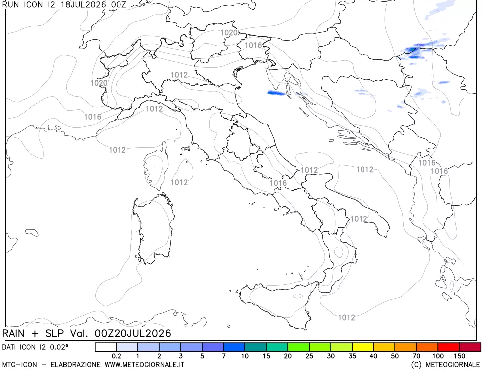 mappa Precipitazioni e pressione SLM