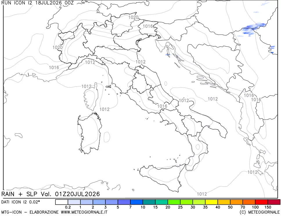 mappa Precipitazioni e pressione SLM