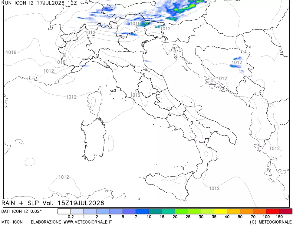 mappa Precipitazioni e pressione SLM