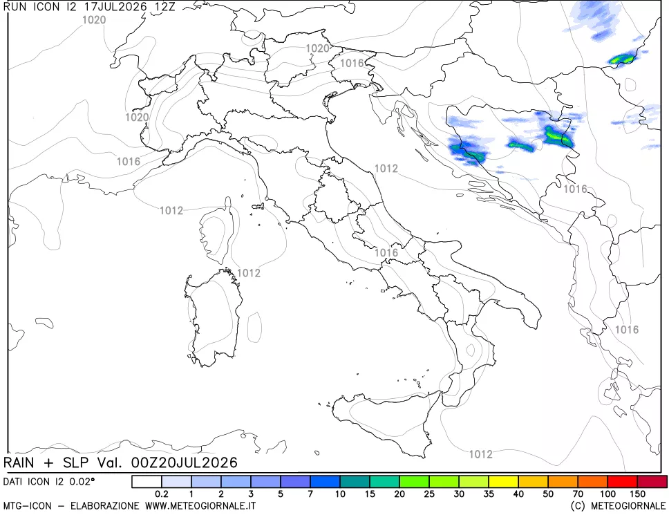mappa Precipitazioni e pressione SLM